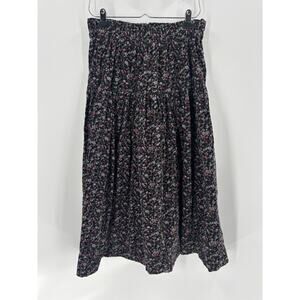 Vintage Handmade Floral Skirt Womens Small/Medium Black Floral Stretchy Midi
